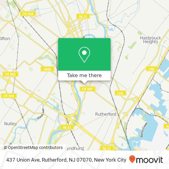 Mapa de 437 Union Ave, Rutherford, NJ 07070