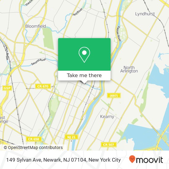 Mapa de 149 Sylvan Ave, Newark, NJ 07104