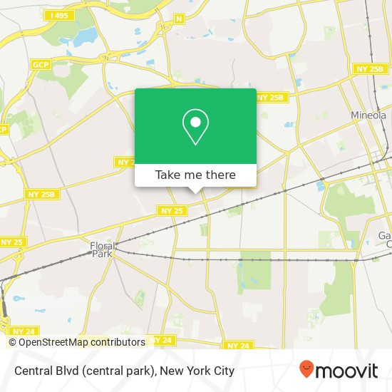 Mapa de Central Blvd (central park), New Hyde Park (NORTH NEW HYDE PARK), NY 11040