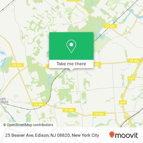Mapa de 25 Beaver Ave, Edison, NJ 08820