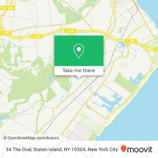 Mapa de 34 The Oval, Staten Island, NY 10304
