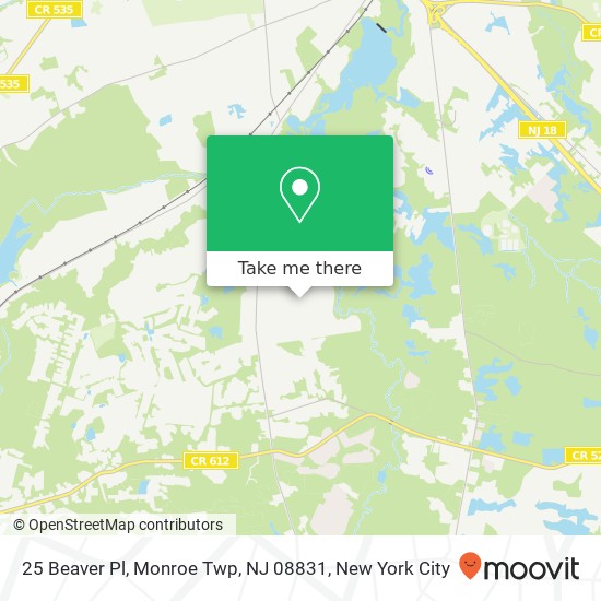 Mapa de 25 Beaver Pl, Monroe Twp, NJ 08831