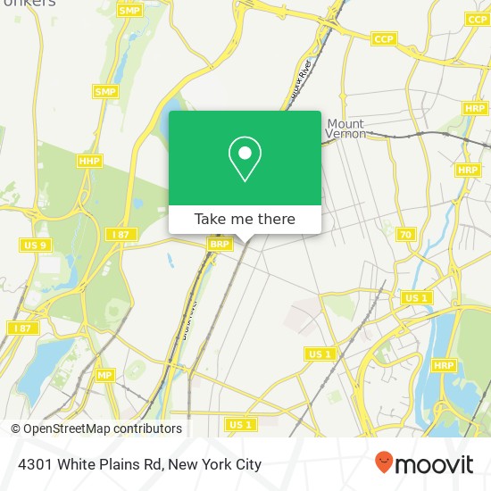 Mapa de 4301 White Plains Rd, Bronx, NY 10466