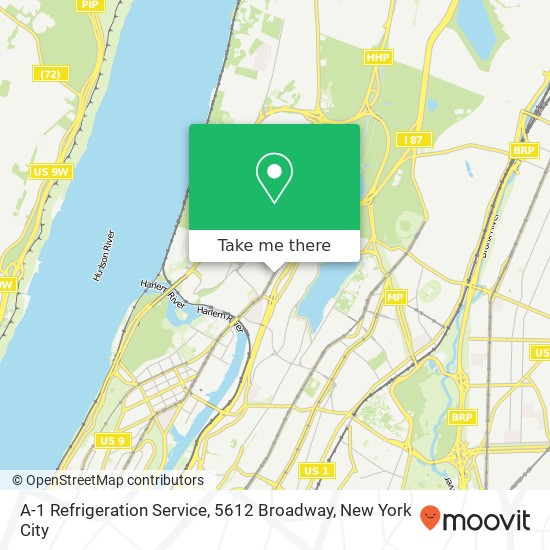 A-1 Refrigeration Service, 5612 Broadway map