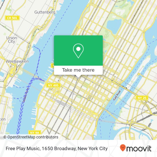 Free Play Music, 1650 Broadway map