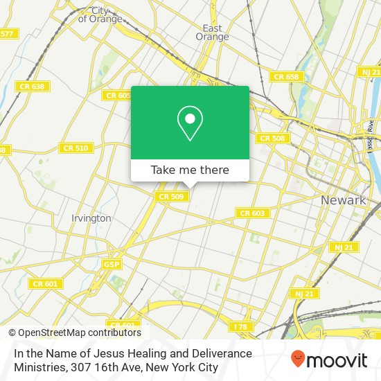 In the Name of Jesus Healing and Deliverance Ministries, 307 16th Ave map