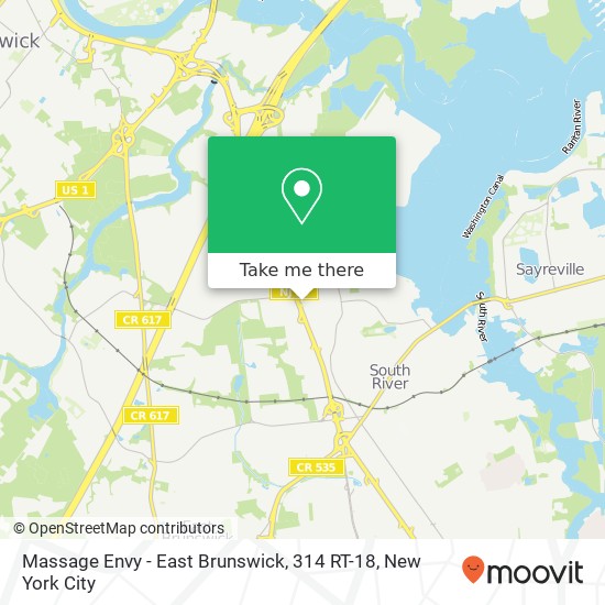 Mapa de Massage Envy - East Brunswick, 314 RT-18