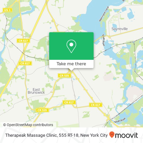 Therapeak Massage Clinic, 555 RT-18 map