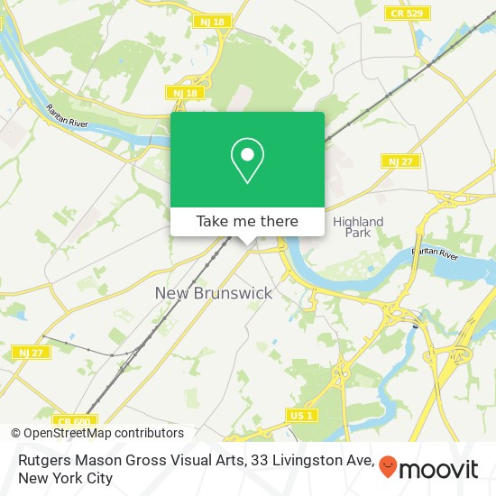 Mapa de Rutgers Mason Gross Visual Arts, 33 Livingston Ave
