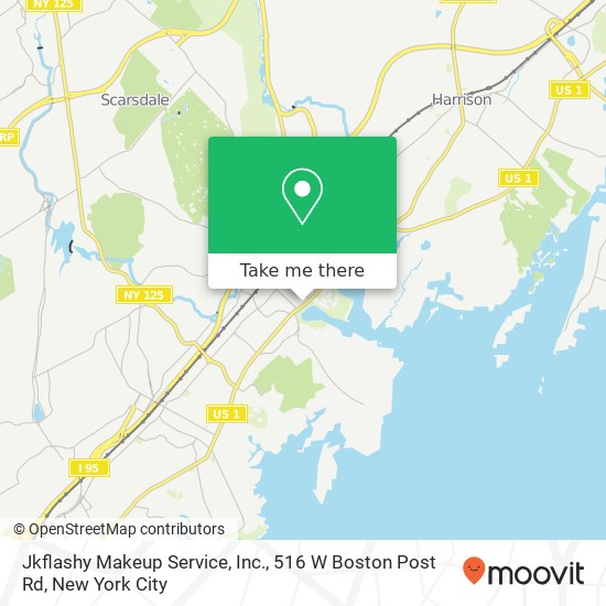 Mapa de Jkflashy Makeup Service, Inc., 516 W Boston Post Rd