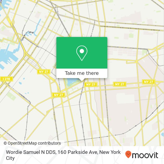 Mapa de Wordie Samuel N DDS, 160 Parkside Ave