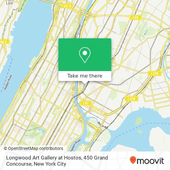 Longwood Art Gallery at Hostos, 450 Grand Concourse map