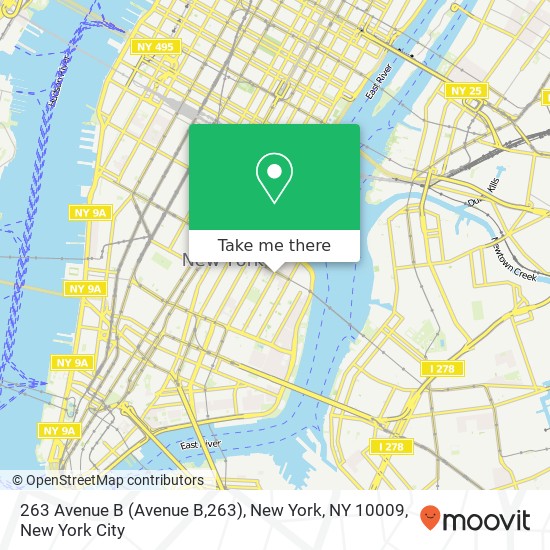 Mapa de 263 Avenue B (Avenue B,263), New York, NY 10009