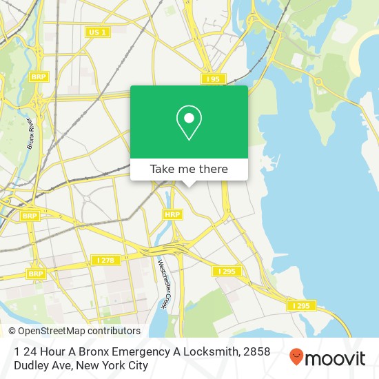 Mapa de 1 24 Hour A Bronx Emergency A Locksmith, 2858 Dudley Ave