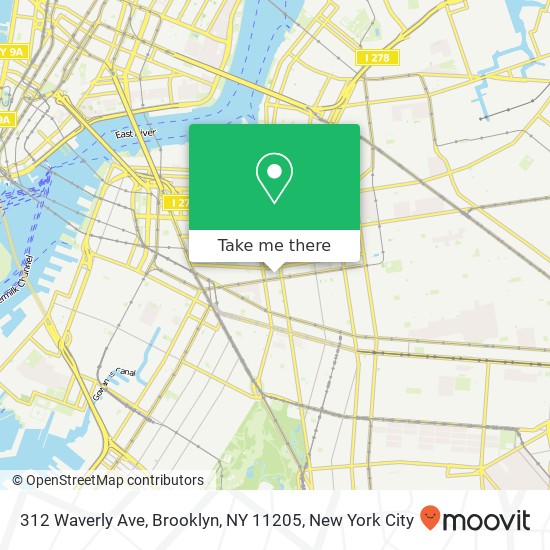 Mapa de 312 Waverly Ave, Brooklyn, NY 11205