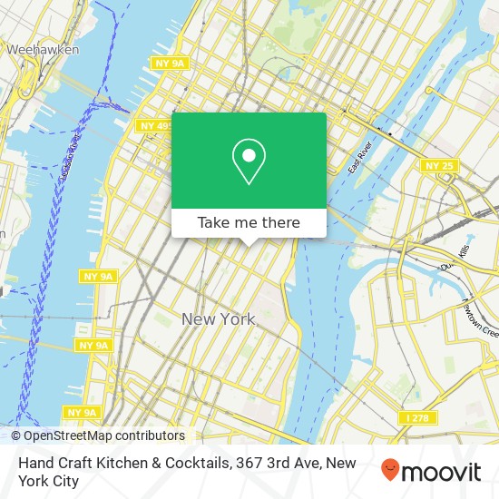Mapa de Hand Craft Kitchen & Cocktails, 367 3rd Ave