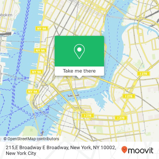 Mapa de 215,E Broadway E Broadway, New York, NY 10002