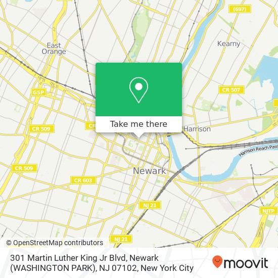 Mapa de 301 Martin Luther King Jr Blvd, Newark (WASHINGTON PARK), NJ 07102