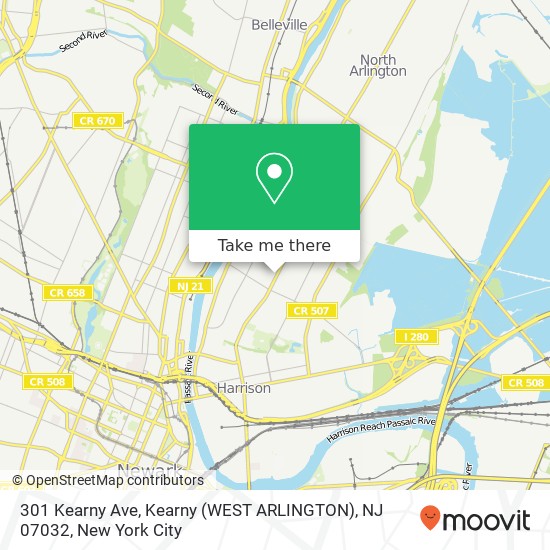 301 Kearny Ave, Kearny (WEST ARLINGTON), NJ 07032 map