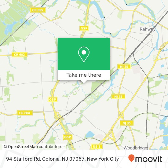 Mapa de 94 Stafford Rd, Colonia, NJ 07067