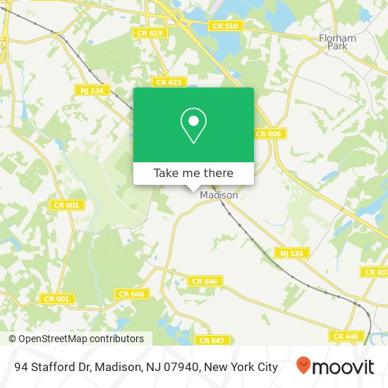 Mapa de 94 Stafford Dr, Madison, NJ 07940