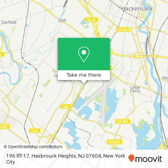 Mapa de 196 RT-17, Hasbrouck Heights, NJ 07604