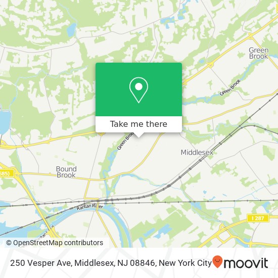Mapa de 250 Vesper Ave, Middlesex, NJ 08846