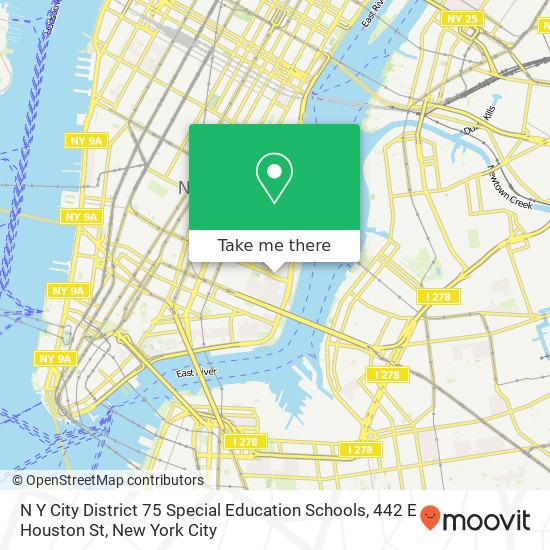 N Y City District 75 Special Education Schools, 442 E Houston St map