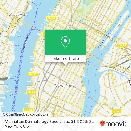 Mapa de Manhattan Dermatology Specialists, 51 E 25th St