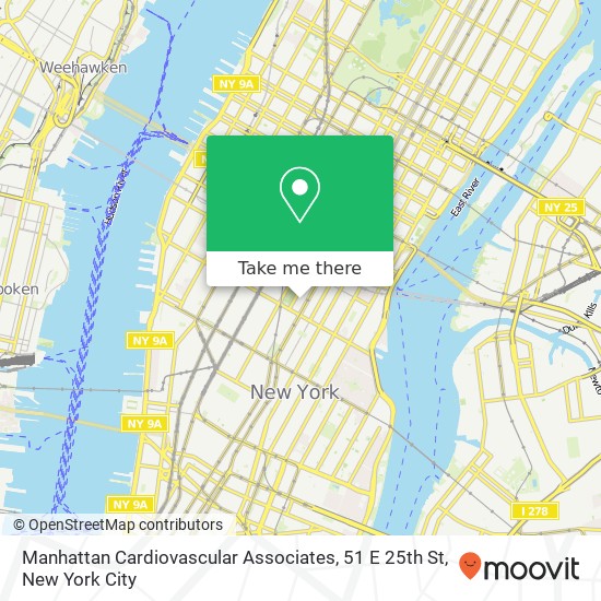 Manhattan Cardiovascular Associates, 51 E 25th St map