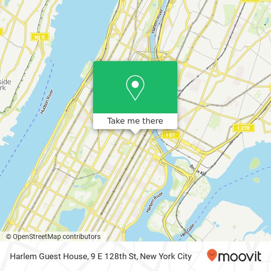 Harlem Guest House, 9 E 128th St map