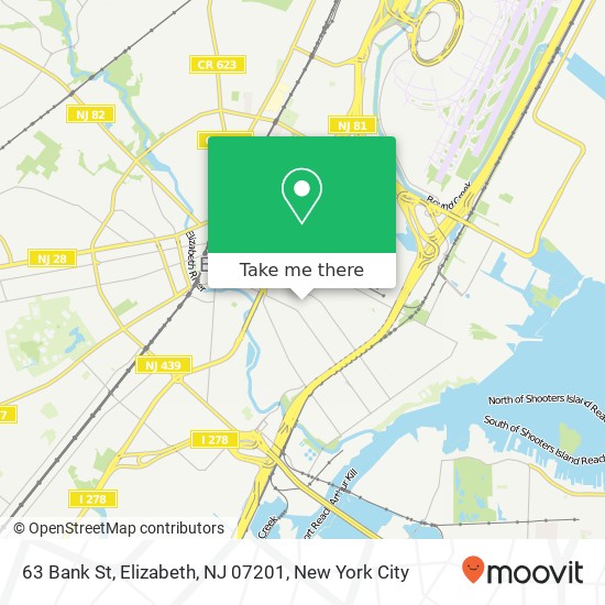 Mapa de 63 Bank St, Elizabeth, NJ 07201