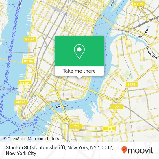Mapa de Stanton St (stanton sheriff), New York, NY 10002