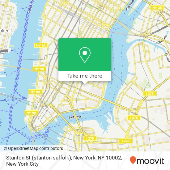 Mapa de Stanton St (stanton suffolk), New York, NY 10002