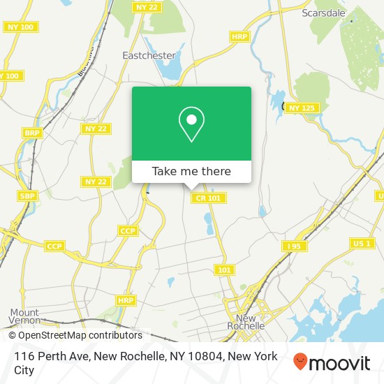 Mapa de 116 Perth Ave, New Rochelle, NY 10804