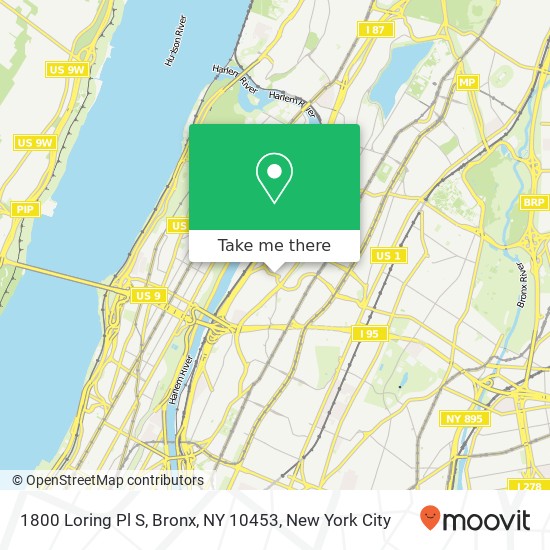 Mapa de 1800 Loring Pl S, Bronx, NY 10453