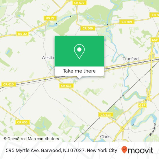 Mapa de 595 Myrtle Ave, Garwood, NJ 07027