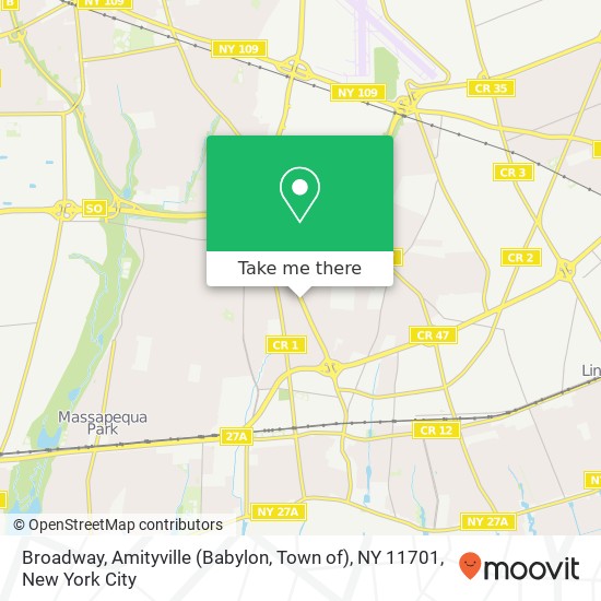 Broadway, Amityville (Babylon, Town of), NY 11701 map