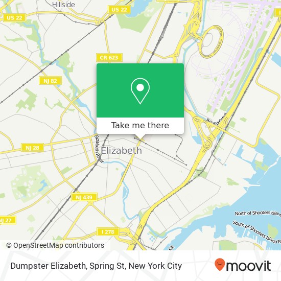 Mapa de Dumpster Elizabeth, Spring St