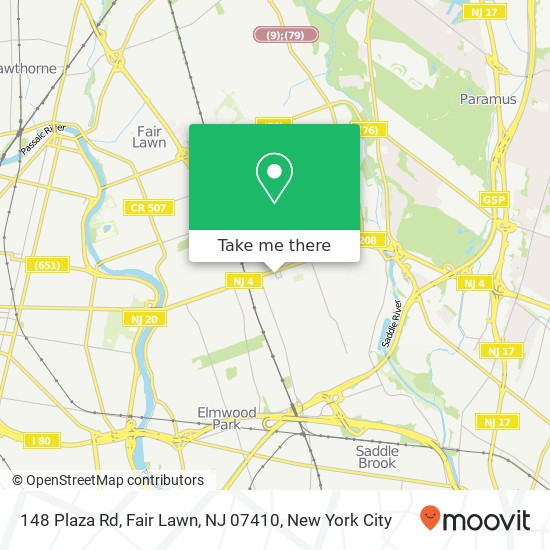 Mapa de 148 Plaza Rd, Fair Lawn, NJ 07410