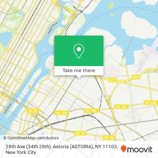 Mapa de 28th Ave (34th 28th), Astoria (ASTORIA), NY 11103