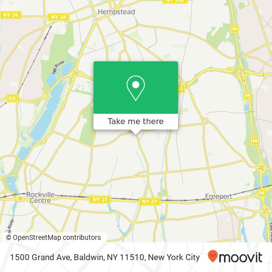 Mapa de 1500 Grand Ave, Baldwin, NY 11510
