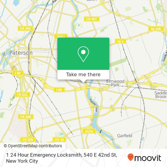 Mapa de 1 24 Hour Emergency Locksmith, 540 E 42nd St