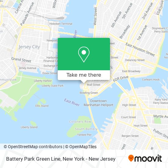 Mapa de Battery Park Green Line