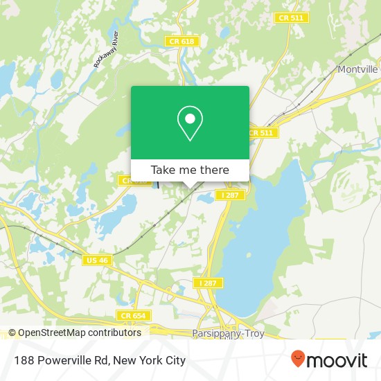 Mapa de 188 Powerville Rd, Mountain Lakes, NJ 07046