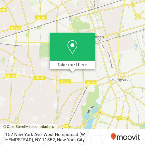 Mapa de 152 New York Ave, West Hempstead (W HEMPSTEAD), NY 11552