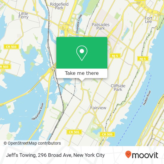 Mapa de Jeff's Towing, 296 Broad Ave