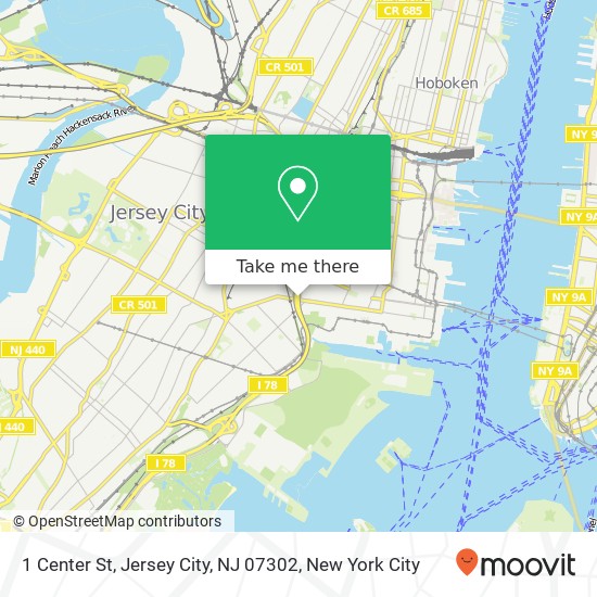 Mapa de 1 Center St, Jersey City, NJ 07302