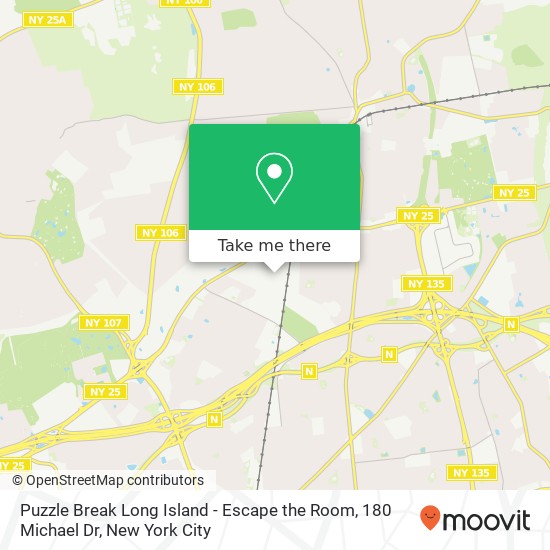 Mapa de Puzzle Break Long Island - Escape the Room, 180 Michael Dr