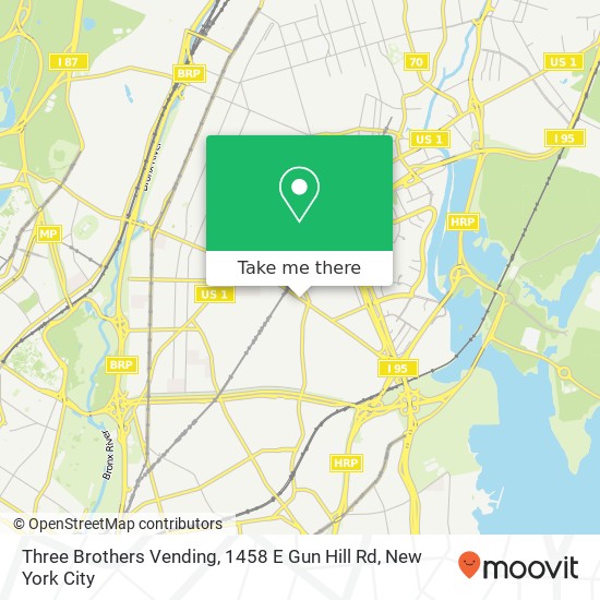 Mapa de Three Brothers Vending, 1458 E Gun Hill Rd